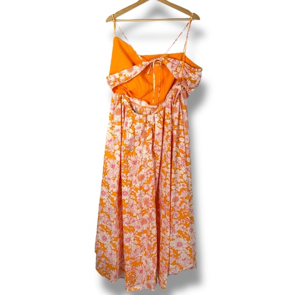 J Crew Collection Side-Cutout Poplin Midi Dress, Orange Floral, Size 18 - Picture 15 of 15